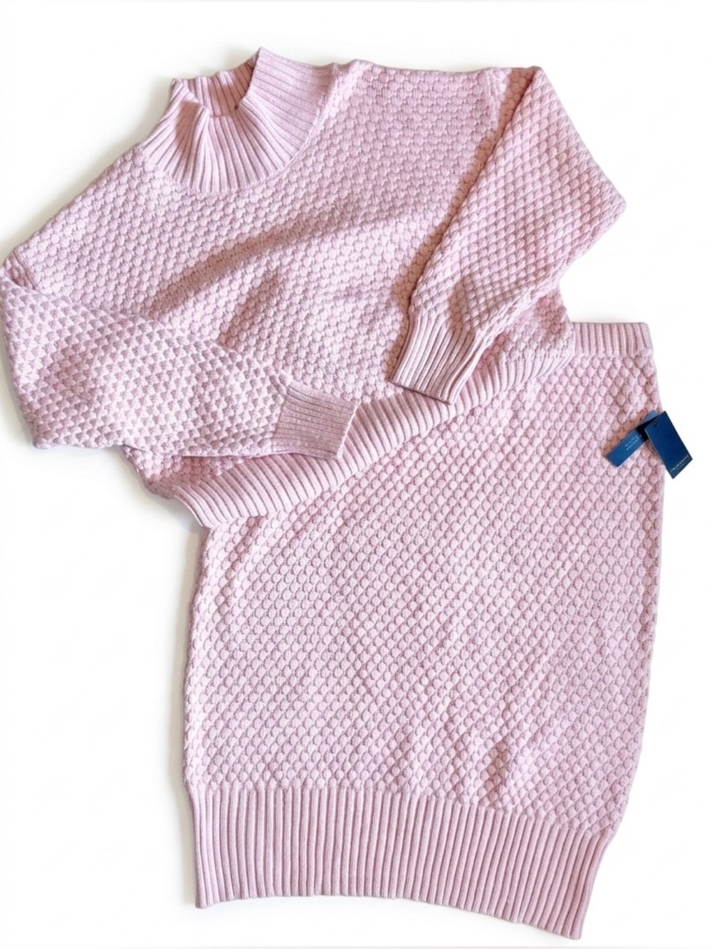 Eloquii Pale Pink Textured Cowl-Neck Two Piece Sweater and Skirt Set NWT - 22/24